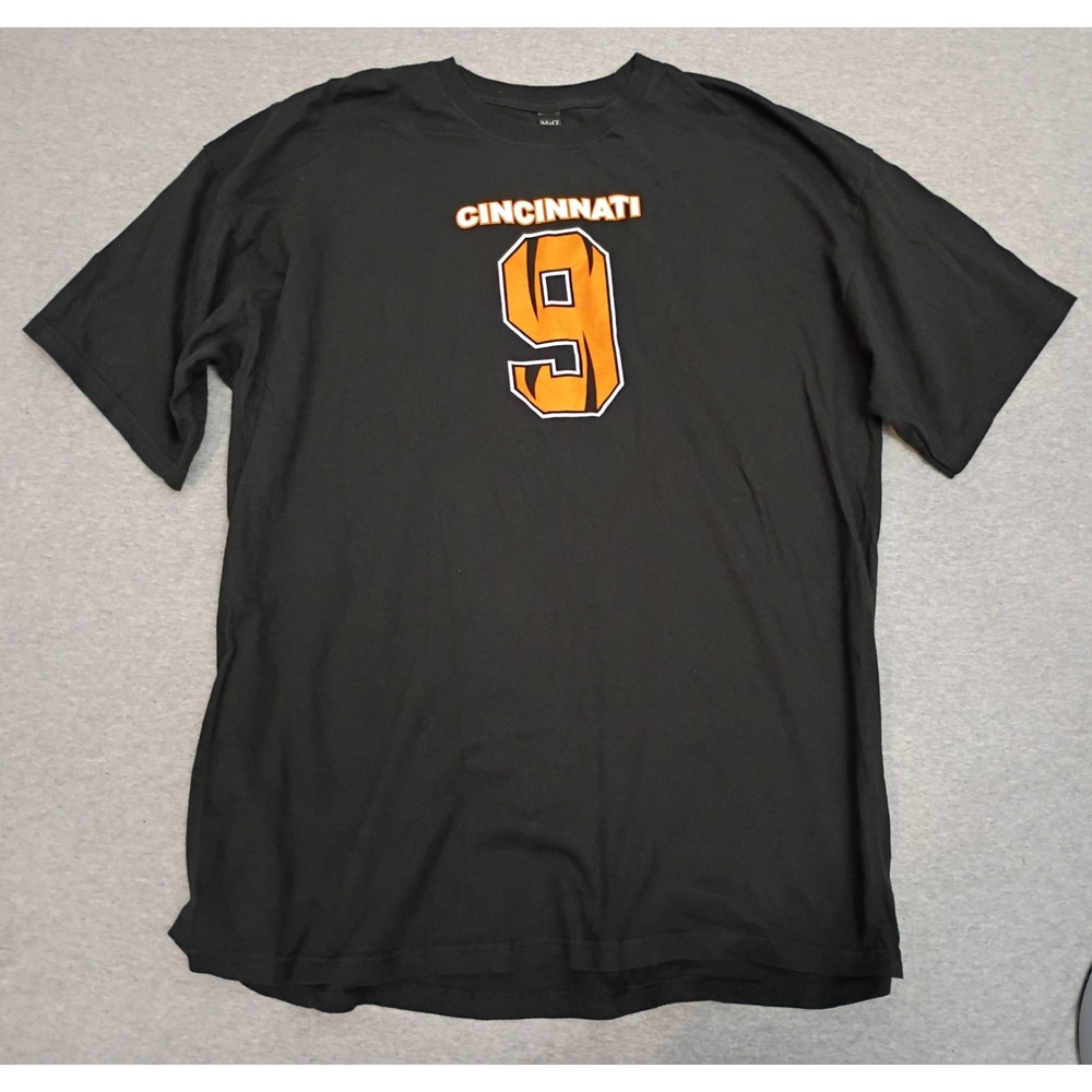 Joe Burrow Cincinnati Bengals #9 NFL Short Sleeve M&O Black T Shirt Size 2XL